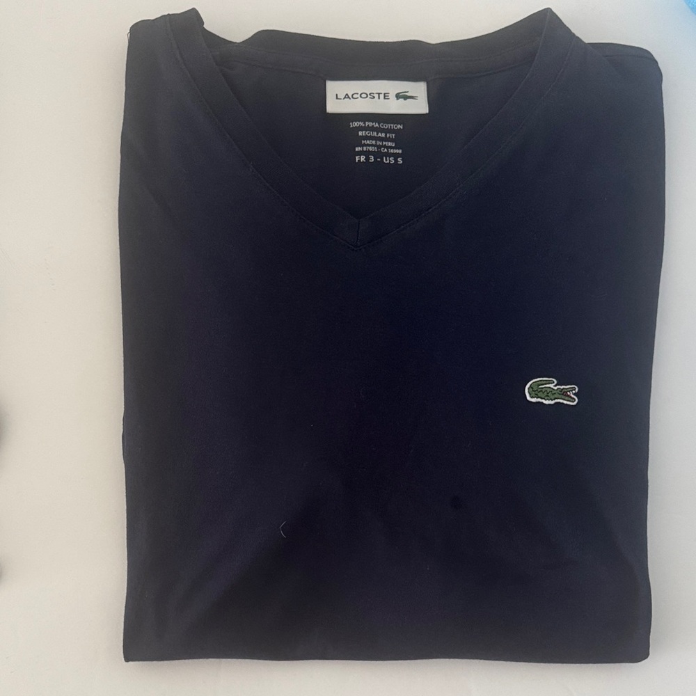 Lacoste Dark Blue V-Neck Tee